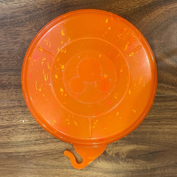 Disney Parks Haunted Railroad Cheshire Cat Mickey Souvenir Popcorn Bucket Orange - Picture 12 of 14